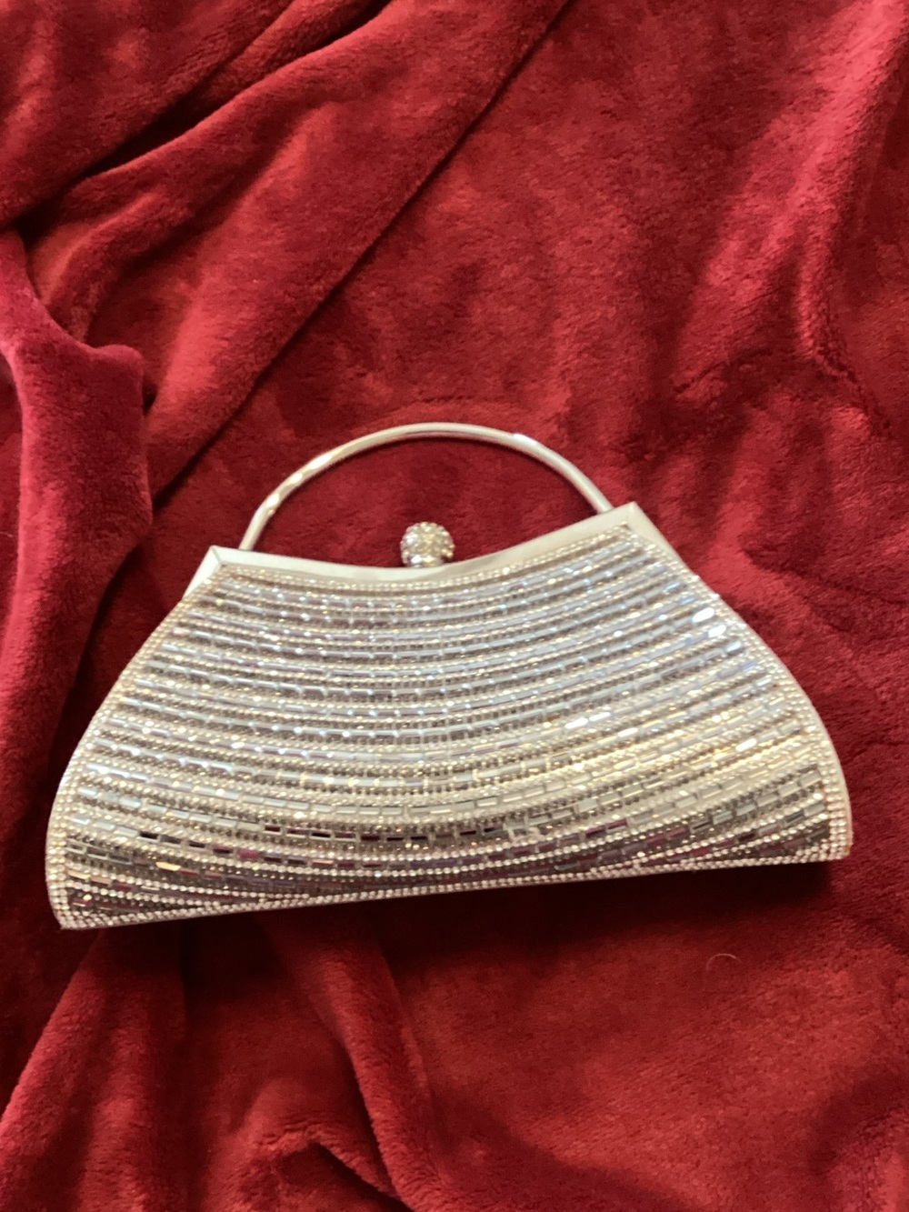Rhinestone Silver Evening Wristlet Clutch